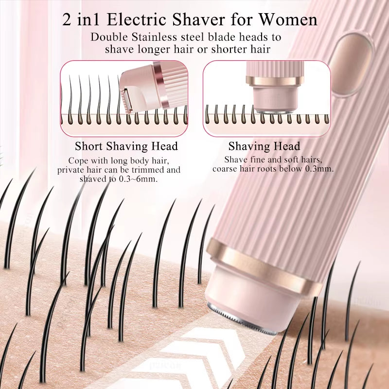 Electric Shaver for Women Bikini Trimmer 2 in 1 Women Electric Razor Body Epilator for Bikini Leg Underarm Electric Hair Remover