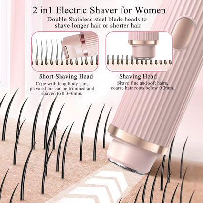 Electric Shaver for Women Bikini Trimmer 2 in 1 Women Electric Razor Body Epilator for Bikini Leg Underarm Electric Hair Remover