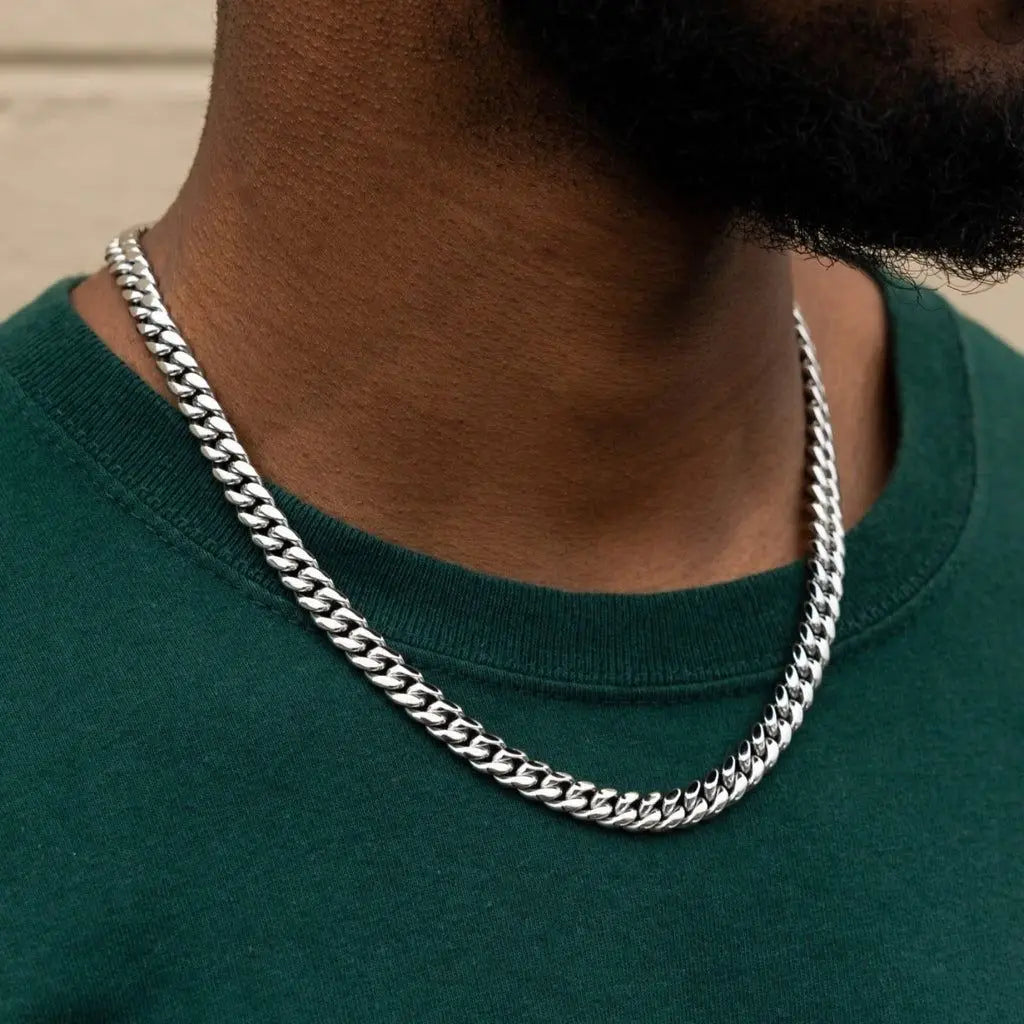 Basic Punk Cuban Necklaces for Men Women,3/5/7/9/11Mm Stainless Steel Miami Curb Collar,Retro Silver Black Gold Color Chain Gift