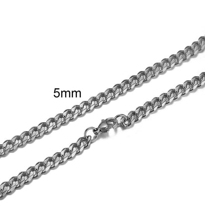 Basic Punk Cuban Necklaces for Men Women,3/5/7/9/11Mm Stainless Steel Miami Curb Collar,Retro Silver Black Gold Color Chain Gift