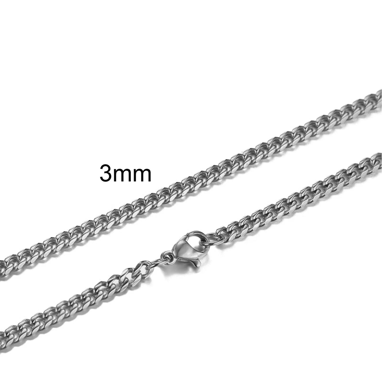 Basic Punk Cuban Necklaces for Men Women,3/5/7/9/11Mm Stainless Steel Miami Curb Collar,Retro Silver Black Gold Color Chain Gift