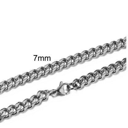 Basic Punk Cuban Necklaces for Men Women,3/5/7/9/11Mm Stainless Steel Miami Curb Collar,Retro Silver Black Gold Color Chain Gift